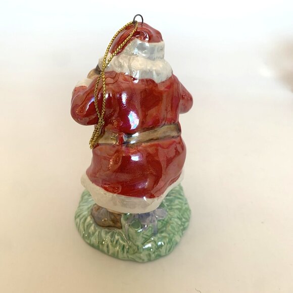 4 Coca-Cola Pearlescent Porcelain Xmas Ornaments 3 Santa 1 Polar Bear Vintage - Picture 3 of 15